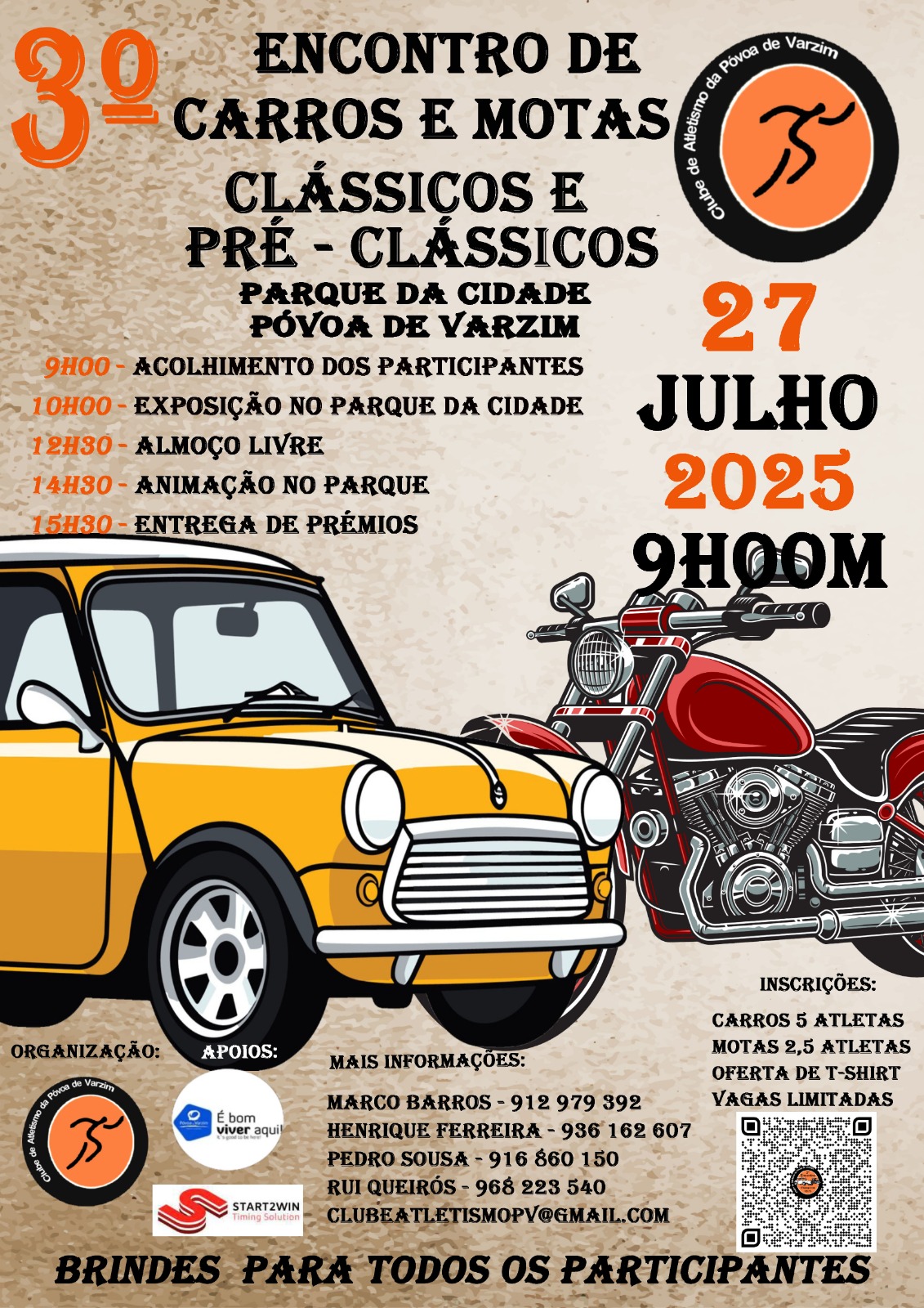 Cartaz de 3º Encontro Carros e Motas Clássicas e Pré-Classicas
